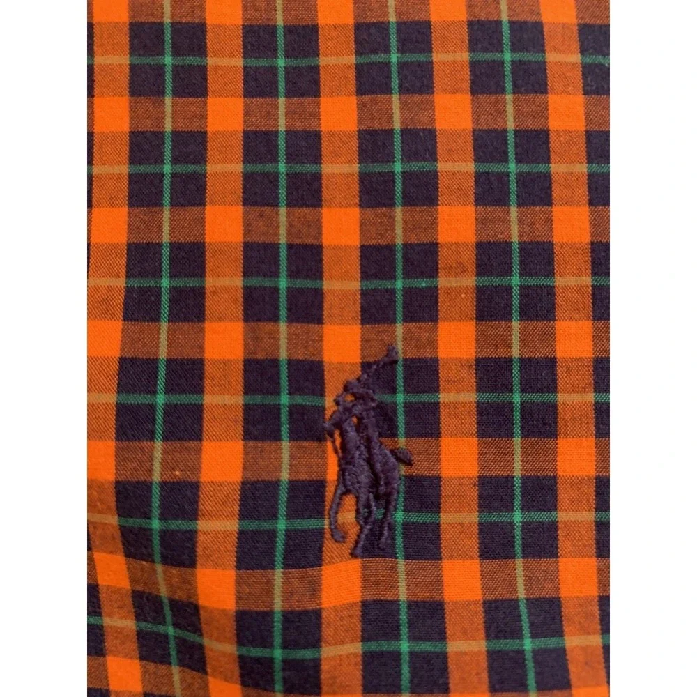 Ralph Lauren Polo Mens Button Down‎ Shirt Blake Large Orange Plaid